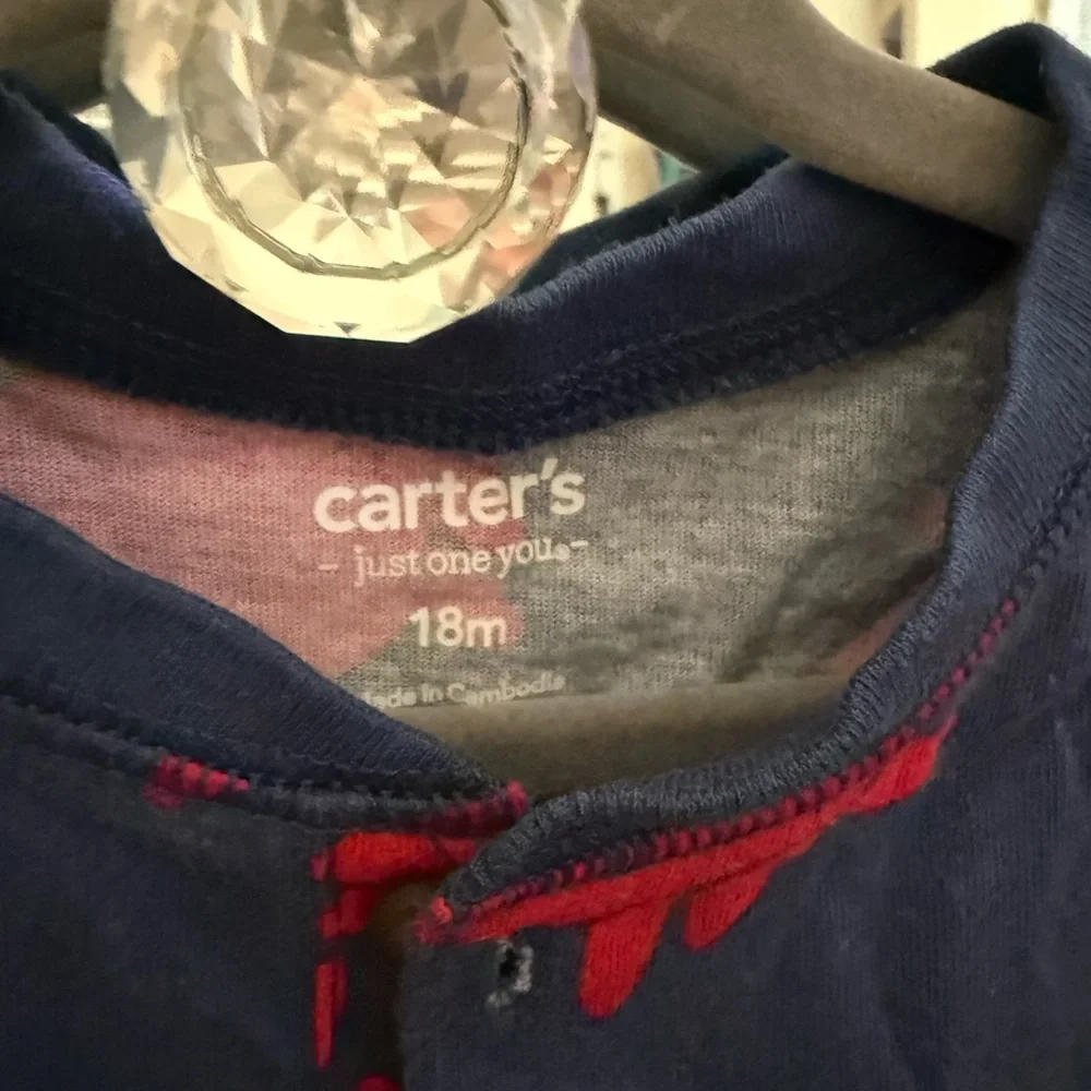 Carter's Navy Short-Sleeve Dress with Red Crab Motif